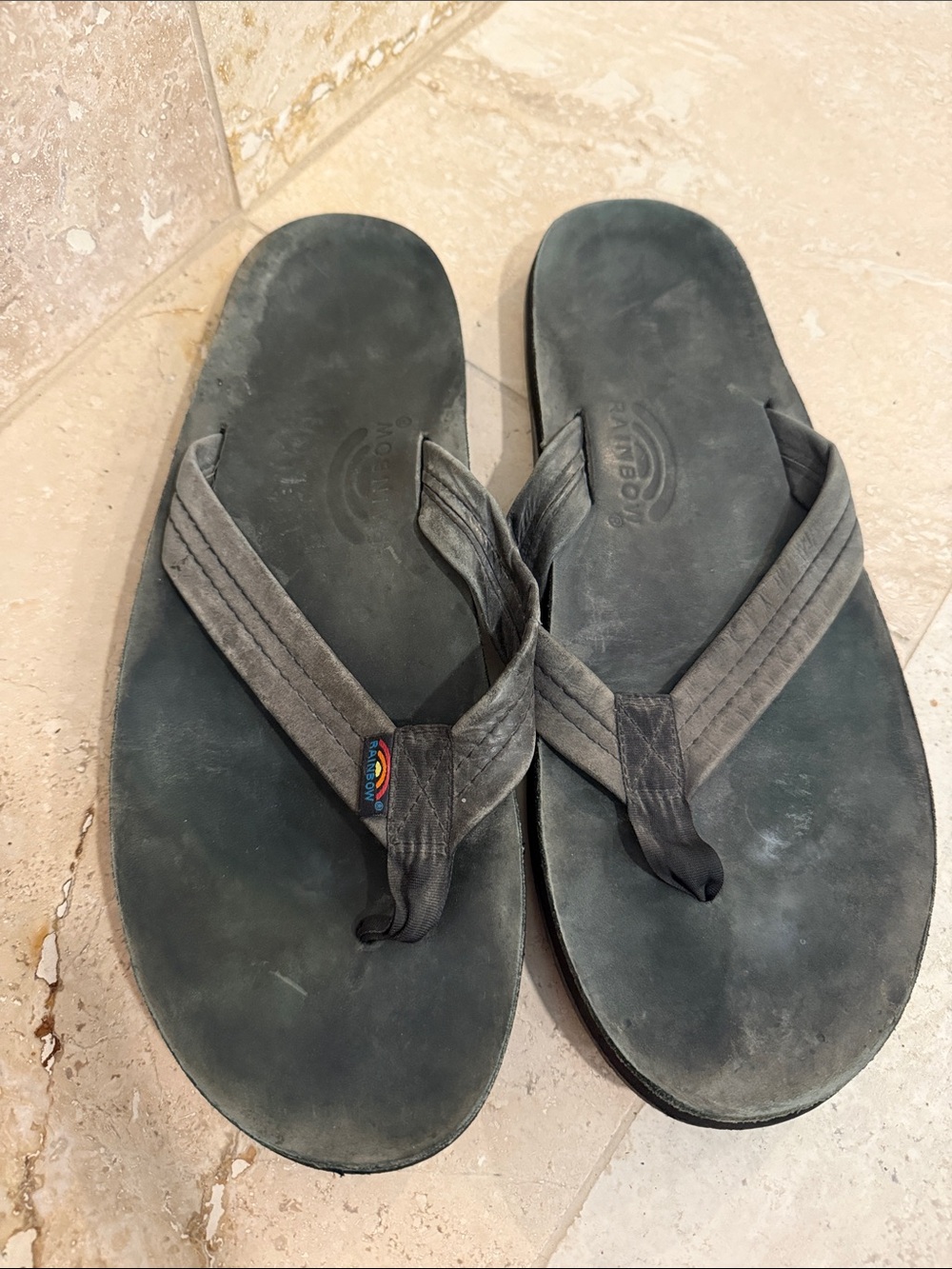 Rainbow Men's Black Flip Flop Sandals with Subtle Rainbow Tab